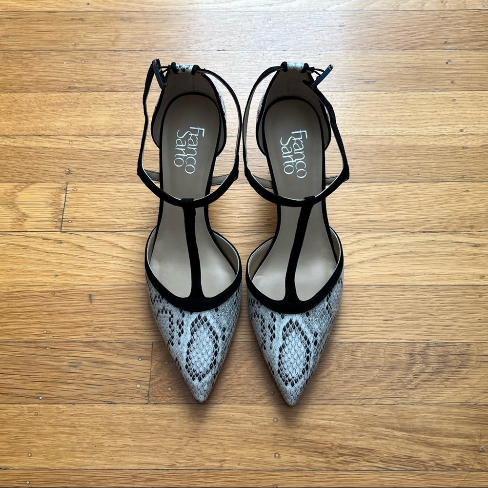Franco Sarto Python Snake Ankle T-Strap Shoes Siz… - image 1